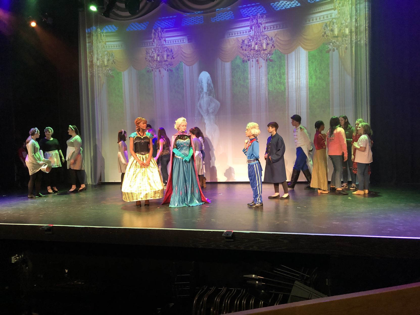 Frozen Old Anna and Elsa and townsfolks